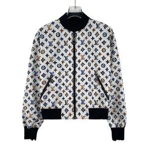 Louis Vuitton Monogram Print Cotton Stand-Collar Zip-Up Long-Sleeve Jacket